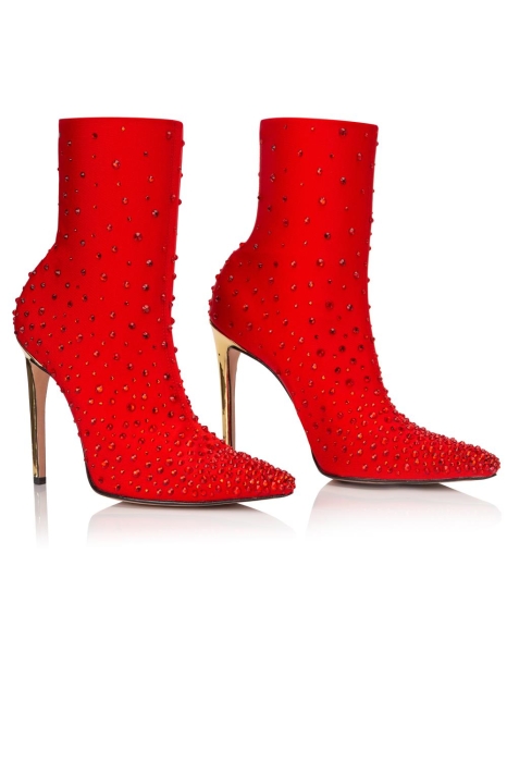Ботильоны "SS-18" бифлекс красные со стразами