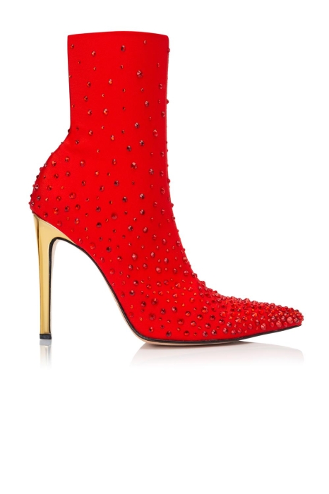 Ботильоны "SS-18" бифлекс красные со стразами