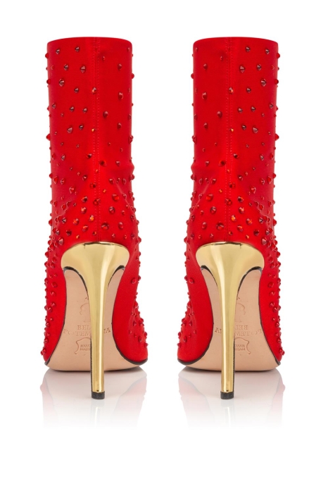 Ботильоны "SS-18" бифлекс красные со стразами