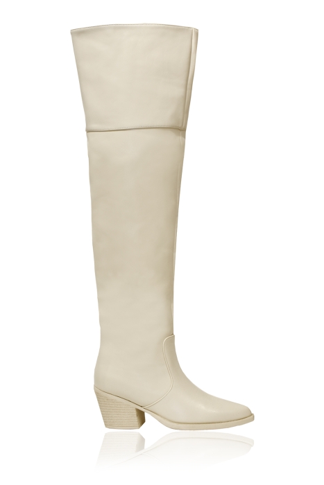 Сапоги - ботфорты "казаки" светло-бежевые