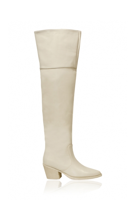 Сапоги - ботфорты "казаки" светло-бежевые