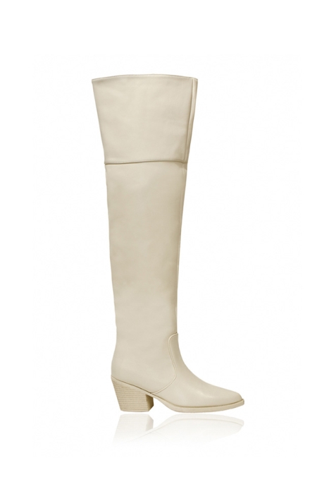 Сапоги - ботфорты "казаки" светло-бежевые