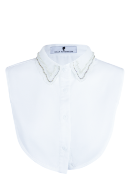 Манишка "Лемила" белая, с расшивом из жемчуга и страз