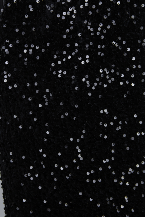 Платье "Моёт", мини, чёрное, бархат, пайетки, воздушные рукава