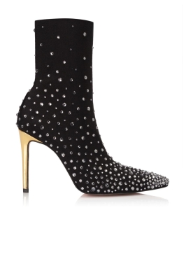 Ботильоны "SS-18" бифлекс черные со стразами