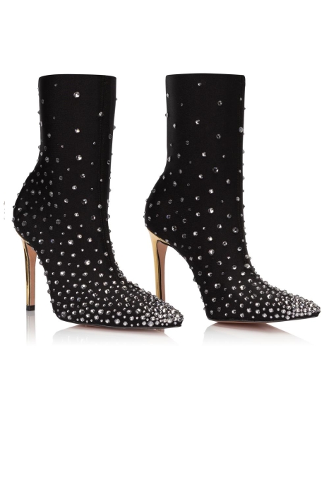 Ботильоны "SS-18" бифлекс черные со стразами
