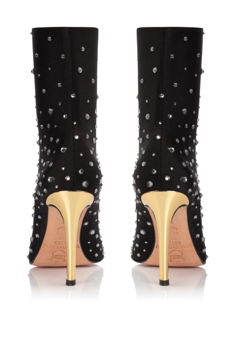 Ботильоны "SS-18" бифлекс черные со стразами
