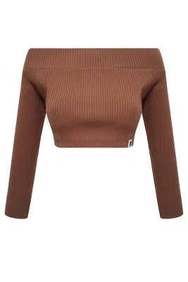 Кроп-водолазка "Эмма" шоколадная, декольте