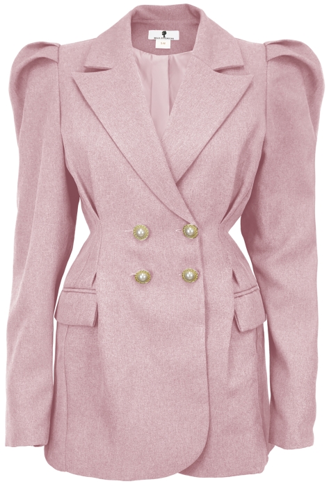 Пиджак - жакет "Брис" розовый, длинный рукав - фонарик