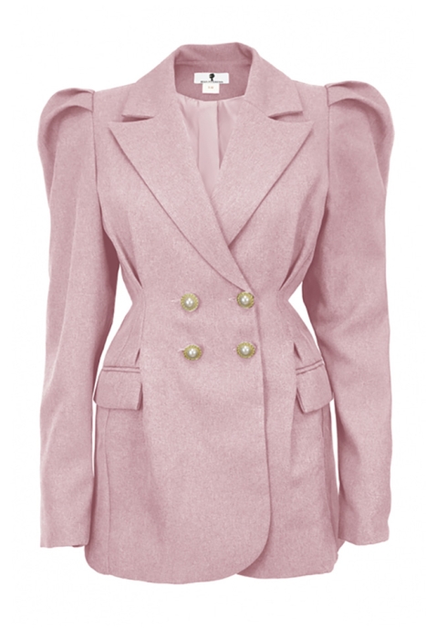 Пиджак - жакет "Брис" розовый, длинный рукав - фонарик