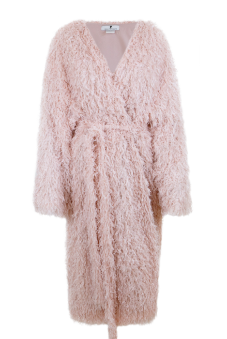 Кардиган "Перья" пепельно - розовый, пушистый