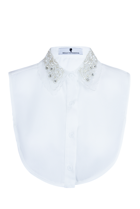 Манишка "Лемила" белая, с узором и стразами