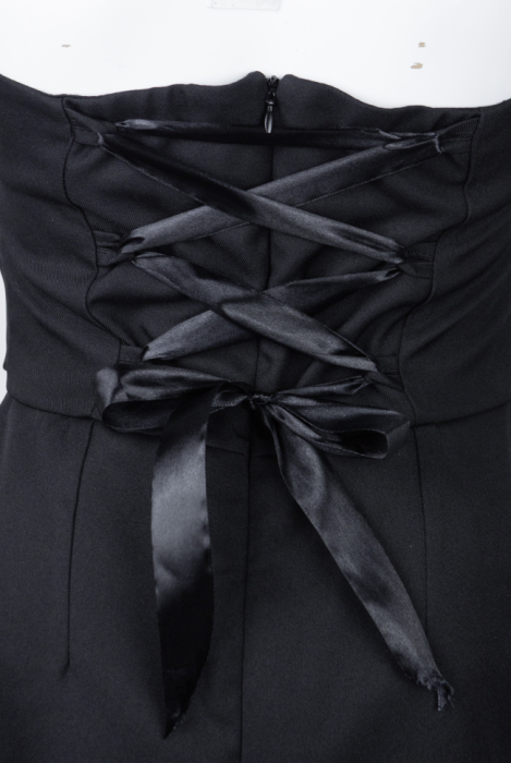 Платье "Нико" черное, бархат, на завязках, мини