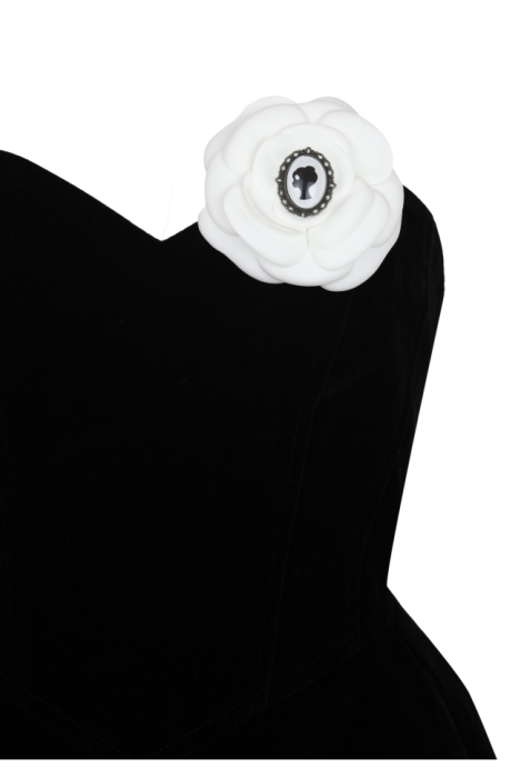 Платье "Нико" черное, бархат, на завязках, мини