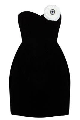 Платье "Нико" черное, бархат, на завязках, мини