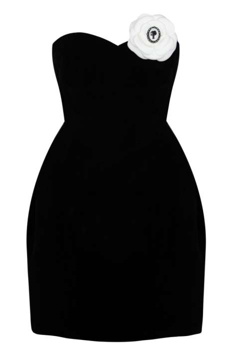 Платье "Нико" черное, бархат, на завязках, мини