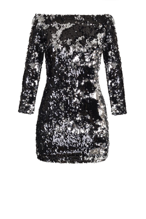 Платье "Фэнси" черно - серебристое, пайетки