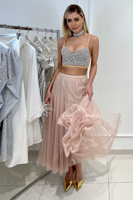 Юбка - пачка "Идлен" нюдовая, фатин, пышная (85 см)