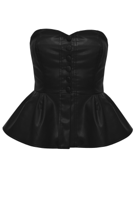 Пояс - корсет - баска черная, эко-кожа, на пуговицах