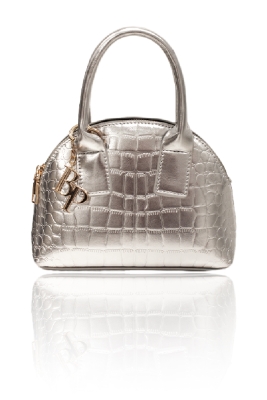 Сумка "Риччи" серебристая, эко-кожа, имитация кожи крокодила