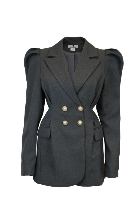 Пиджак - жакет "Брис" серый, длинный рукав - фонарик