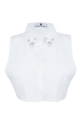 Манишка "Лемила" белая, с расшивом молочных камней