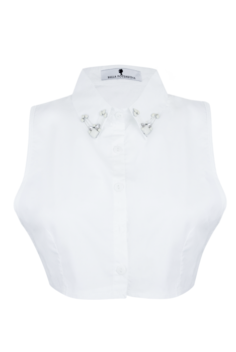 Манишка "Лемила" белая, с расшивом молочных камней