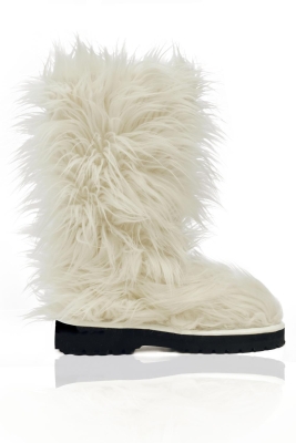 Угги эко-мех, длиный ворс, молочные