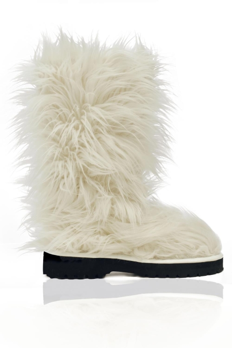 Угги эко-мех, длиный ворс, молочные
