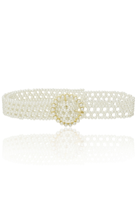 Пояс (ремень) "жемчуг" молочный, узорный, узкий (35 мм)