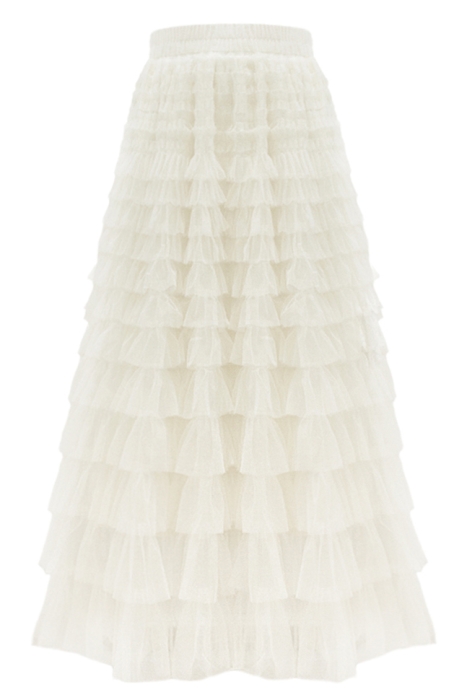 Юбка - пачка "Амелия" молочная, с воланами, фатин, пышная (длина 90 см)