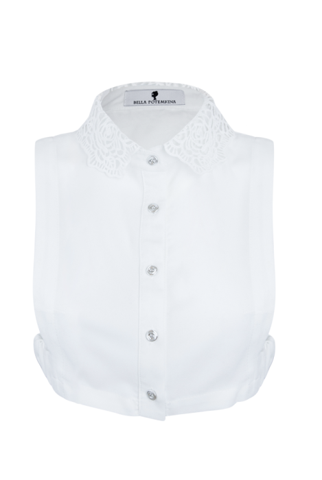 Манишка "Лемила" белая, с воротником из кружева