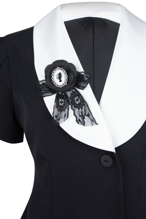 Платье-пиджак "Гаэль", мини, черное, приталенное, с белым воротником