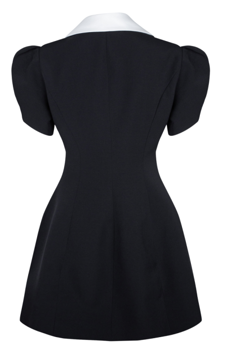 Платье-пиджак "Гаэль", мини, черное, приталенное, с белым воротником