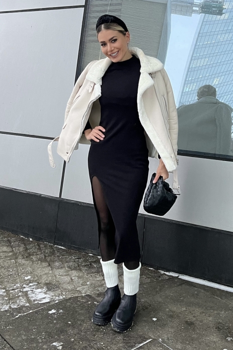 Платье-водолазка "Фелисия" черная, трикотаж, миди