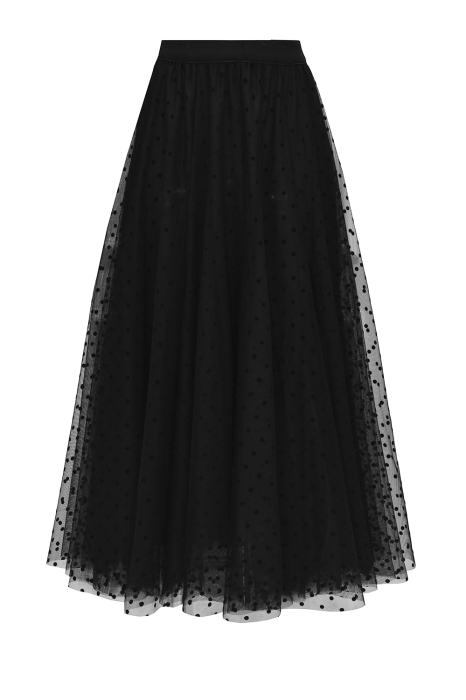 Юбка - пачка "Идлен" черная, в горох, фатин, пышная (длина 85 см)