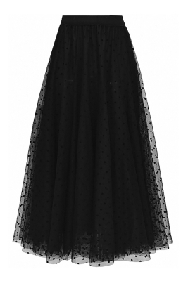 Юбка - пачка "Идлен" черная, в горох, фатин, пышная (длина 85 см)