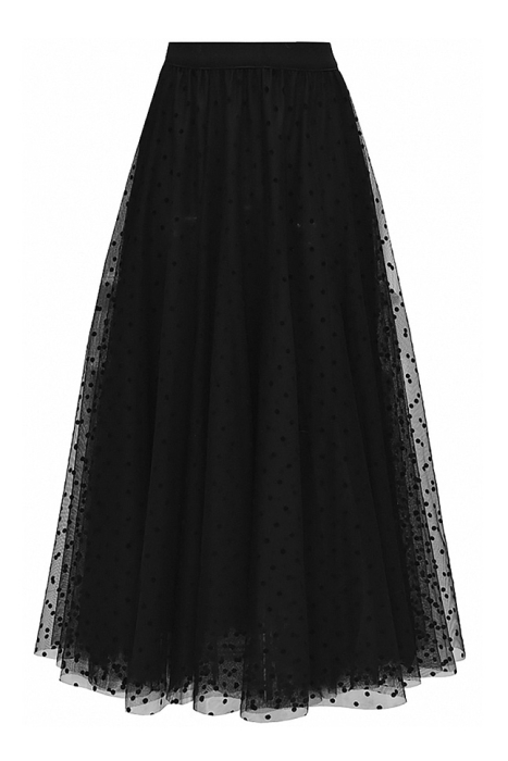 Юбка - пачка "Идлен" черная, в горох, фатин, пышная (длина 85 см)