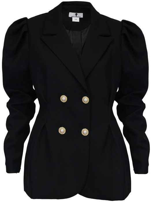 Пиджак - жакет "Брис" черный, длинный рукав - фонарик